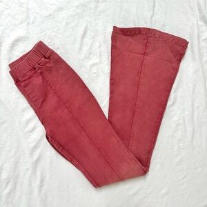 Dusty Rose Fitted Flare Pants — Model Off-Duty Bell Bottoms — Size Small